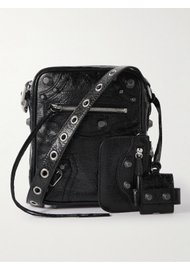 Balenciaga Le Cagole Embellished Textured Leather Messenger Bag Men Black MILANSTYLE.COM