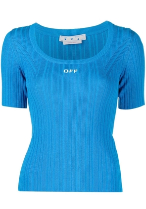 Off-White logo-print knit top - Blue