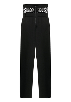 Dion Lee fishnet-panel straight-leg trousers - Black