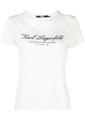 Karl Lagerfeld embroidered-logo short-sleeve T-shirt - White