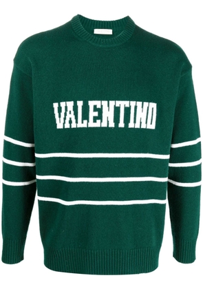 Valentino Garavani logo-intarsia crew-neck jumper - Green