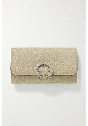 Jimmy Choo - Crystal-embellished Glittered Leather Clutch - Gold - One size