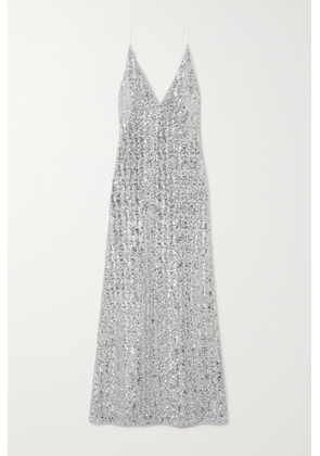 Oséree - Sequined Mesh Maxi Dress - Silver - small,medium,large