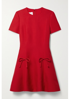 Valentino Garavani - Bow-detailed Wool And Silk-blend Crepe Mini Dress - Red - IT36,IT38,IT40,IT42,IT44,IT46,IT48
