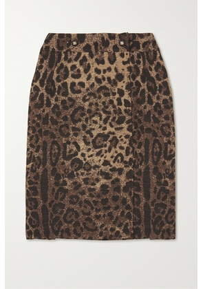 DOLCE & GABBANA Leopard-print cotton-blend chenille midi skirt
