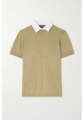 Ralph Lauren Collection - Cotton-trimmed Cashmere Sweater - Brown - xx small,x small,small,medium,large,x large