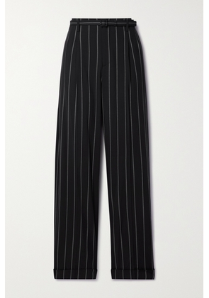 Ralph Lauren Collection - Stamford Pleated Pinstriped Wool Straight-leg Pants - Black - US0,US2,US4,US6,US8,US10,US12,US14