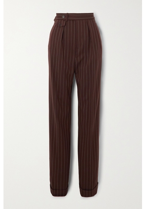 Ralph Lauren Collection - Graison Pleated Pinstriped Wool Straight-leg Pants - Brown - US0,US2,US4,US6,US8,US10,US12,US14