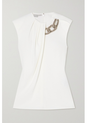 Stella McCartney - + Net Sustain Falabella Crystal-embellished Pleated Stretch-crepe Top - White - IT36,IT38,IT40,IT42,IT44,IT46,IT48,IT50