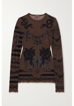 Jean Paul Gaultier - + Knwls Printed Stretch-jersey Top - Brown - xx small,x small,small,medium,large,x large