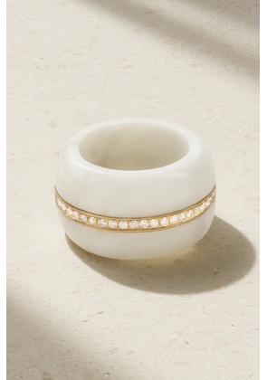 By Pariah - + Net Sustain 14-karat Recycled Gold, Marble And Diamond Ring - White - 54,55