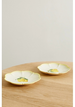 Aquazzura Casa - Cherry Blossom Set Of Two Ceramic Dessert Plates - White - One size