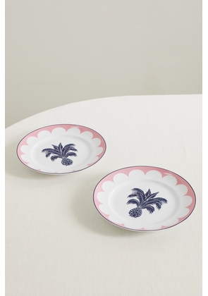 Aquazzura Casa - Jaipur Set Of Two Porcelain Dessert Plates - Pink - One size