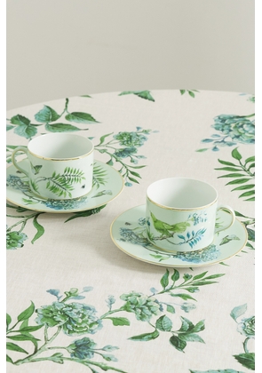 Aquazzura Casa - Secret Garden Set Of Two Gold-plated Ceramic Tea Cups And Saucers - Green - One size