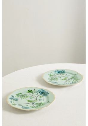 Aquazzura Casa - Secret Garden Set Of Two Porcelain Dessert Plates - Green - One size