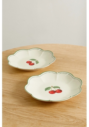 Aquazzura Casa - Set Of Two 27cm Scalloped Porcelain Dinner Plates - White - One size