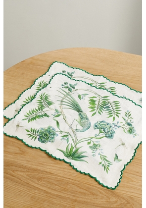 Aquazzura Casa - Secret Garden Set Of Two Printed Linen Placemats - Green - One size