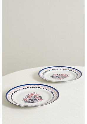 Aquazzura Casa - Jaipur Set Of Two 27cm Porcelain Dinner Plates - Pink - One size