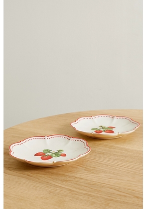 Aquazzura Casa - Cherry Blossom Ceramic Set Of Two Dessert Plates - White - One size
