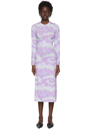 Rokh Purple Polyester Mid-Length Dress