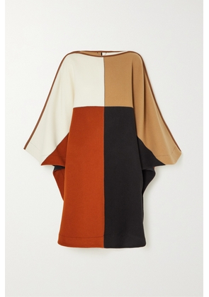 Chloé - Leather-trimmed Wool-blend Poncho - Brown - One size