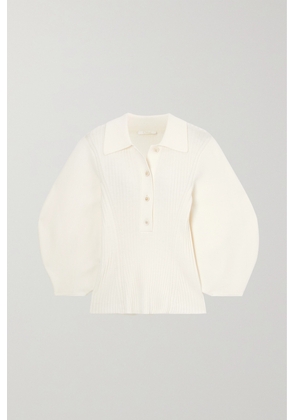 Chloé - Ribbed Wool Polo Shirt - White - x small,small,medium,large,x large