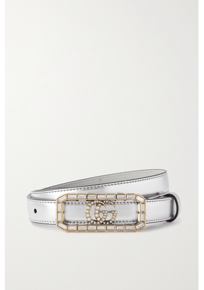 Gucci - Gg Marmont Embellished Metallic Leather Belt - Silver - 75,80,85,90,95
