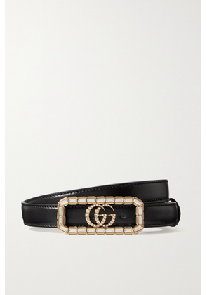 Gucci - Crystal-embellished Leather Waist Belt - Black - 75,80,85,90,95
