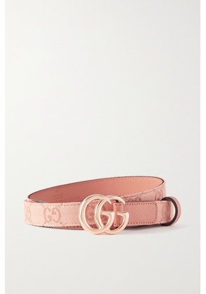 Gucci - Gg Marmont Canvas-jacquard And Leather Belt - Pink - 70,75,80,85,90,95