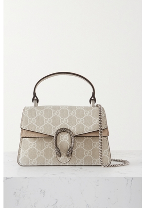 Gucci - Dionysus Mini Leather-trimmed Printed Coated-canvas Tote - Neutrals - One size