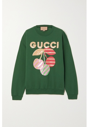 Gucci - Sequin-embellished Printed Cotton-jersey Sweatshirt - Green - XXS,XS,S,M,L