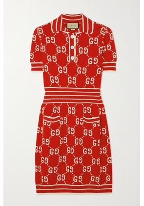 Gucci - Cotton-blend Jacquard Mini Dress - Red - XS,S,M,L,XL,XXL
