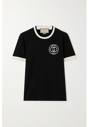 Gucci - Embroidered Cotton-jersey T-shirt - Black - XS,S,M,L,XL