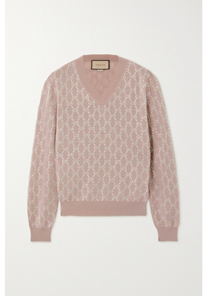 Gucci - Crystal-embellished Wool Sweater - Neutrals - XS,S,M,L,XL