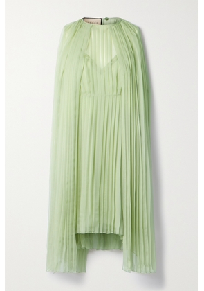 Gucci - Cape-effect Pleated Chiffon Mini Dress - Green - IT38,IT42,IT44