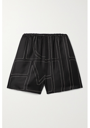 TOTEME - Embroidered Silk-twill Shorts - Black - DK32,DK34,DK36,DK38,DK40