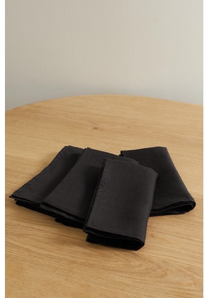 L'Objet - Set Of Four Washed Linen-sateen Napkins - Black - One size