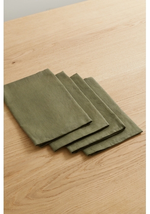 L'Objet - Set Of Four Linen Napkins - Green - One size