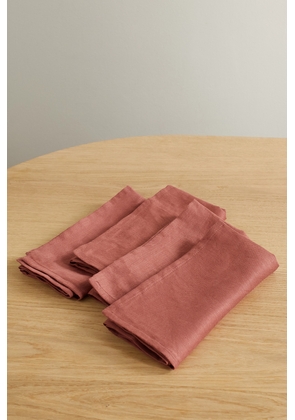 L'Objet - Set Of Four Washed Linen-sateen Napkins - Red - One size