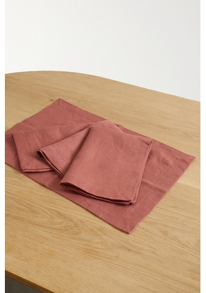L'Objet - Set Of Four Washed Linen-sateen Placemats - Red - One size