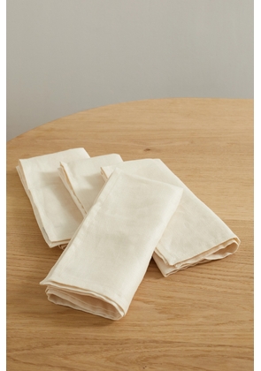 L'Objet - Set Of Four Washed Linen-sateen Napkins - White - One size