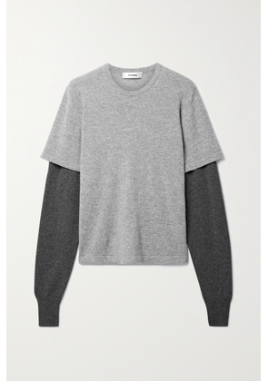 Interior - The Ago Layered Cashmere Sweater - Gray - x small,small,medium,large