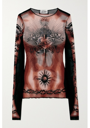 Jean Paul Gaultier - Trompe L'œil Printed Stretch-tulle Top - Neutrals - xx small,x small,small,medium,large,x large