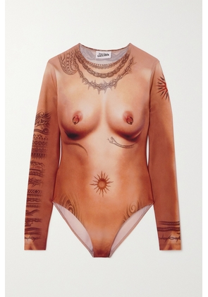 Jean Paul Gaultier - Trompe L'oeil Printed Stretch-jersey Bodysuit - Neutrals - xx small,x small,small,medium,large,x large