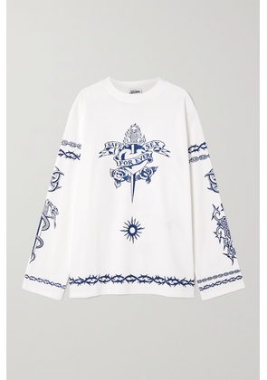 Jean Paul Gaultier - Printed Glittered Cotton-jersey T-shirt - White - xx small,x small,small,medium,large,x large
