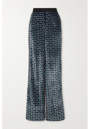 Diane von Furstenberg - Vegas Printed Silk-velvet Straight-leg Pants - Blue - US0,US2,US4,US6,US8,US10,US12,US14