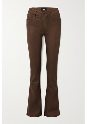 PAIGE - Laurel Canyon High-rise Coated Flared Jeans - Brown - 23,24,25,26,27,28,29,30,31,32