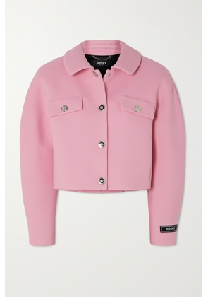 Versace - Cropped Button-embellished Twill Jacket - Pink - IT38,IT40,IT42,IT44,IT46