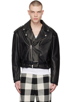 Magliano Black Pin-Buckle Leather Jacket