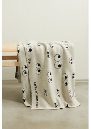 Anya Hindmarch - All Over Eyes Intarsia Wool Blanket - White - One size